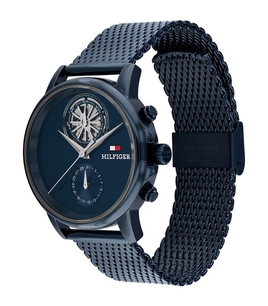 Horloge TOMMY HILFIGER STEWART Heren 1710750 Analoog Behuizing MINERAAL Blauw Bracelette Staal Blauw Etanchéiteiten 5BAR