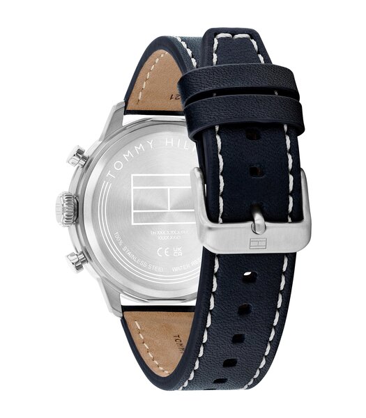 Horloge TOMMY HILFIGER KENT Heren 1710751 Analoog Behuizing MINERAAL Wit Bracelette Leer Blauw Etanchéiteiten 5BAR
