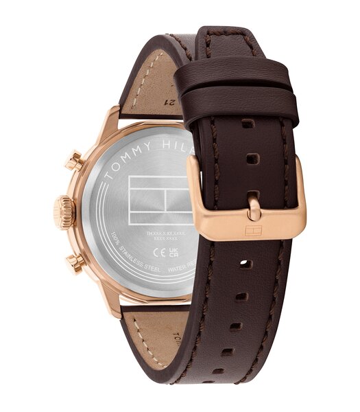 Horloge TOMMY HILFIGER KENT Heren 1710752 Analoog Behuizing MINERAAL Bruin Bracelette Leer Bruin Etanchéiteiten 5BAR