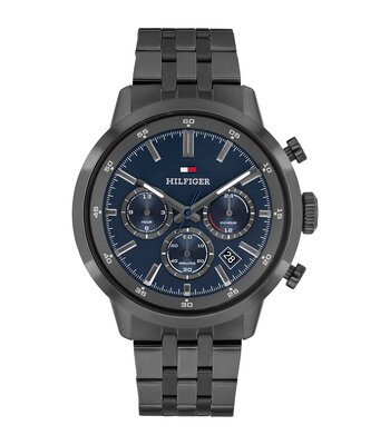 Horloge TOMMY HILFIGER KENT Heren 1710755 Analoog Behuizing MINERAAL Blauw Bracelette Staal Grijs Etanchéiteiten 5BAR