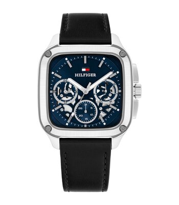 Horloge TOMMY HILFIGER HERALD SKELETON Heren 1710756 Analoog Behuizing MINERAAL Blauw Bracelette Leer Zwart Etanchéiteiten 5BAR