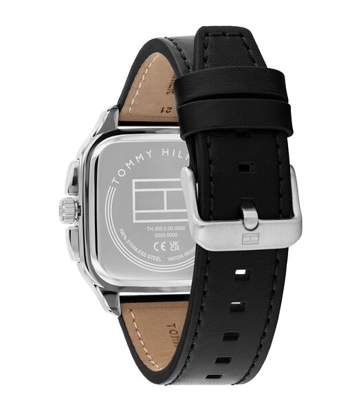 Horloge TOMMY HILFIGER HERALD SKELETON Heren 1710756 Analoog Behuizing MINERAAL Blauw Bracelette Leer Zwart Etanchéiteiten 5BAR
