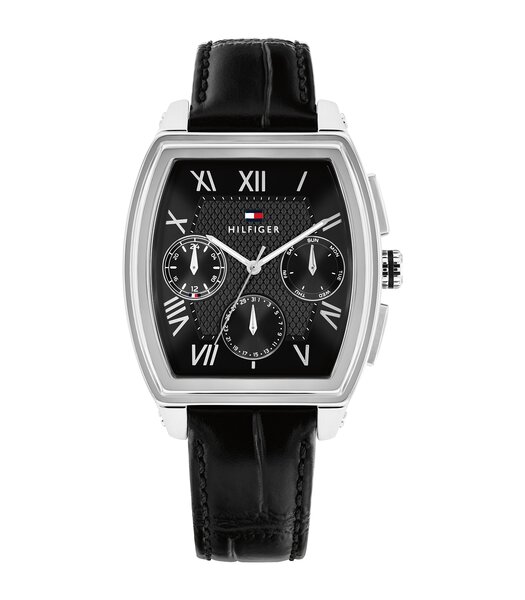 Montre TOMMY HILFIGER TH-OXFORD Homme 1710761 Analogue Cadran MINERAL Noir Bracelet Cuir Noir Etanchéité 3BAR