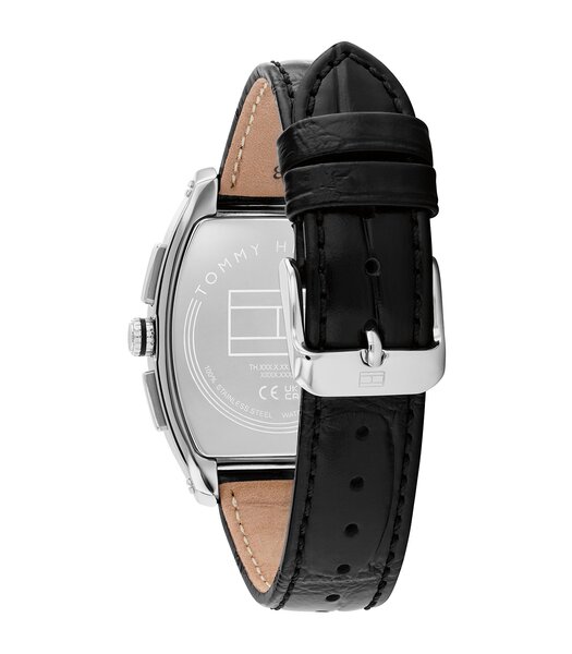 Montre TOMMY HILFIGER TH-OXFORD Homme 1710761 Analogue Cadran MINERAL Noir Bracelet Cuir Noir Etanchéité 3BAR