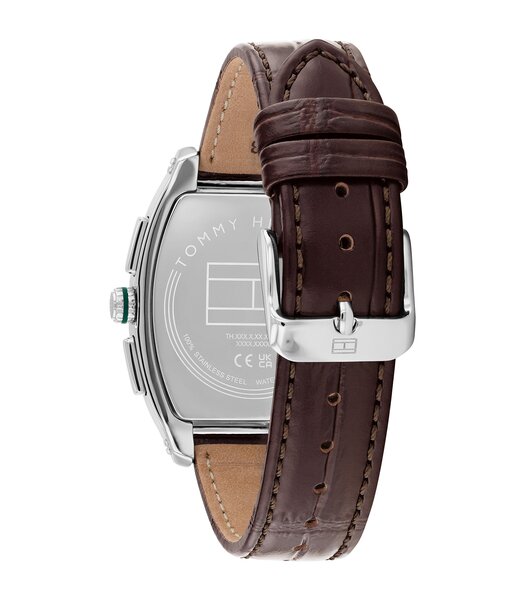 Horloge TOMMY HILFIGER TH-OXFORD Heren 1710762 Analoog Behuizing MINERAAL Groen Bracelette Leer Bruin Etanchéiteiten 3BAR