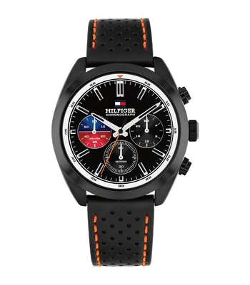 Horloge TOMMY HILFIGER HUDSON Heren 1710766 Analoog Behuizing MINERAAL Zwart Bracelette Leer Zwart Etanchéiteiten 5BAR
