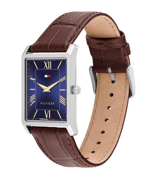 Horloge TOMMY HILFIGER BEN Heren 1710771 Analoog Behuizing Mineraal Blauw Bracelette Leer Bruin Etanchéiteiten 3 ATM