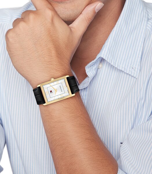 Horloge TOMMY HILFIGER BEN Heren 1710772 Analoog Behuizing Mineraal Zilverkleurig Bracelette Leer Zwart Etanchéiteiten 3 ATM