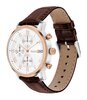Montre TOMMY HILFIGER KANE Homme 1710796 Analogique Cadran Minéral Argenté Bracelet Cuir Brun Etanchéité 5 ATM