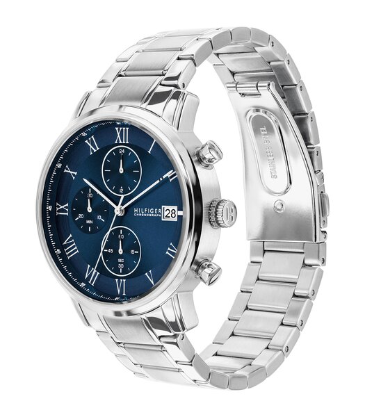 Montre TOMMY HILFIGER KANE Homme 1710797 Analogique Cadran Minéral Bleu Bracelet Acier inoxydable Acier Etanchéité 5 ATM