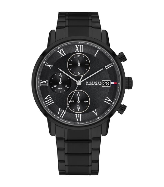 Montre TOMMY HILFIGER KANE Homme 1710799 Analogique Cadran Minéral Noir Bracelet Acier inoxydable Noir Etanchéité 5 ATM