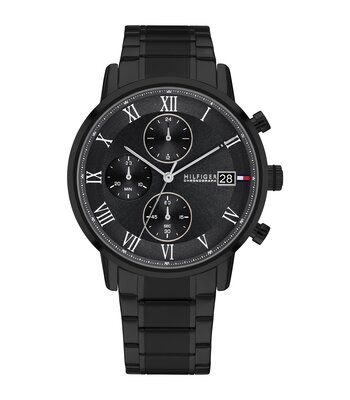Montre TOMMY HILFIGER KANE Homme 1710799 Analogique Cadran Minéral Noir Bracelet Acier inoxydable Noir Etanchéité 5 ATM