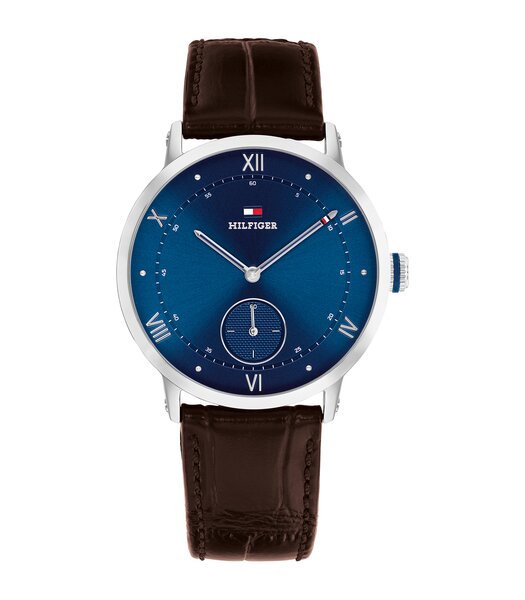 Horloge TOMMY HILFIGER TH-OXFORD Heren 1710800 Analoog Behuizing Mineraal Blauw Bracelette Leer Bruin Etanchéiteiten 5 ATM