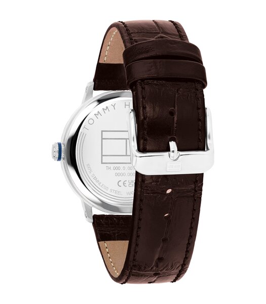 Horloge TOMMY HILFIGER TH-OXFORD Heren 1710800 Analoog Behuizing Mineraal Blauw Bracelette Leer Bruin Etanchéiteiten 5 ATM