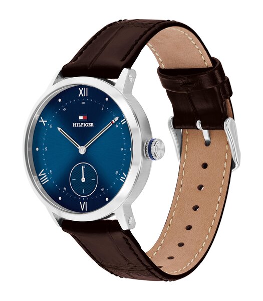 Horloge TOMMY HILFIGER TH-OXFORD Heren 1710800 Analoog Behuizing Mineraal Blauw Bracelette Leer Bruin Etanchéiteiten 5 ATM