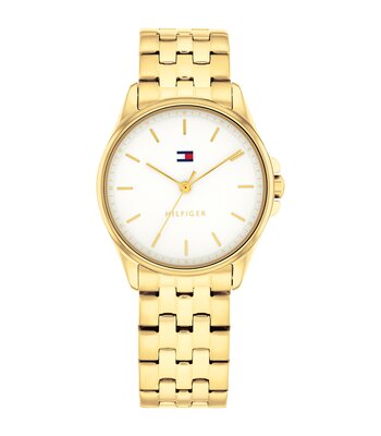 Horloge TOMMY HILFIGER JADE Dames 1782773 Analoog Behuizing MINERAAL Wit Bracelette Staal Geelgoudkleurig Etanchéiteiten 3BAR
