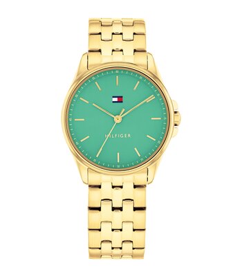Horloge TOMMY HILFIGER JADE Dames 1782774 Analoog Behuizing MINERAAL Groen Bracelette Staal Geelgoudkleurig Etanchéiteiten 3BAR