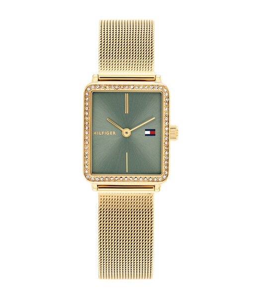 Horloge TOMMY HILFIGER TEA Dames 1782791 Analoog Behuizing MINERAAL Groen Bracelette Staal Geelgoudkleurig Etanchéiteiten 3BAR