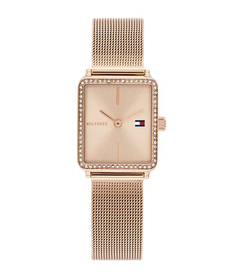 Horloge TOMMY HILFIGER TEA Dames 1782792 Analoog Behuizing MINERAAL Bruin Bracelette Staal Roségoudkleurig Etanchéiteiten 3BAR