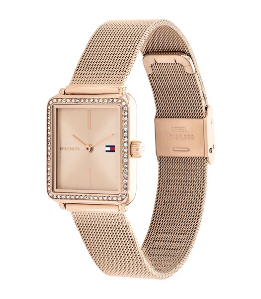 Montre TOMMY HILFIGER TEA Femme 1782792 Analogue Cadran MINERAL Brun Bracelet Acier Or rose Etanchéité 3BAR