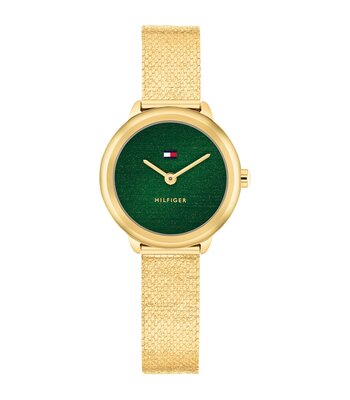Horloge TOMMY HILFIGER DEMI Dames 1782812 Analoog Behuizing MINERAAL Groen Bracelette Staal Geelgoudkleurig Etanchéiteiten 3BAR