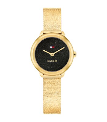 Horloge TOMMY HILFIGER DEMI Dames 1782813 Analoog Behuizing MINERAAL Zwart Bracelette Staal Geelgoudkleurig Etanchéiteiten 3BAR