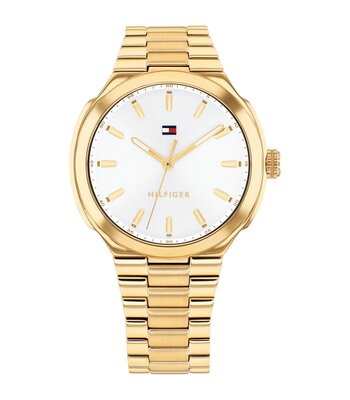 Horloge TOMMY HILFIGER GEORGIA Dames 1782819 Analoog Behuizing MINERAAL Wit Bracelette Staal Geelgoudkleurig Etanchéiteiten 3BAR