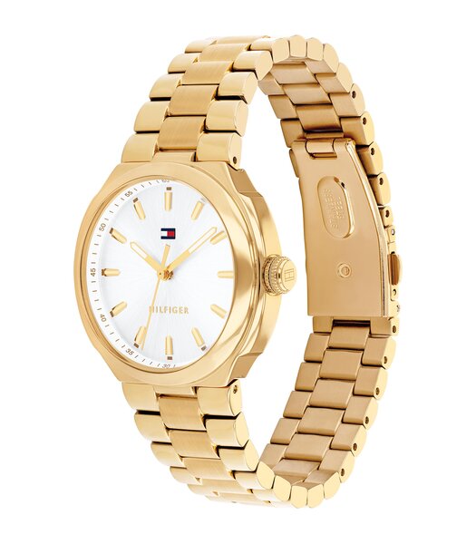 Horloge TOMMY HILFIGER GEORGIA Dames 1782819 Analoog Behuizing MINERAAL Wit Bracelette Staal Geelgoudkleurig Etanchéiteiten 3BAR