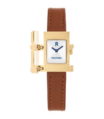 Horloge TOMMY HILFIGER TH85 Dames 1782822 Analoog Behuizing MINERAAL Zilverkleurig Bracelette Leer Bruin Etanchéiteiten 3BAR