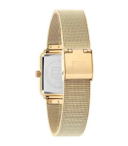 Horloge TOMMY HILFIGER TEA TANK Dames 1782829 Analoog Behuizing MINERAAL Zilverkleurig Bracelette Staal Geelgoudkleurig Etanchéiteiten 3BAR