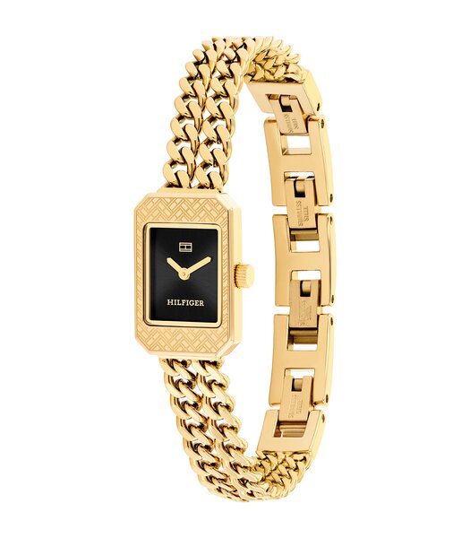 Horloge TOMMY HILFIGER SARAH Dames 1782842 Analoog Behuizing MINERAAL Zwart Bracelette Staal Geelgoudkleurig Etanchéiteiten 3BAR