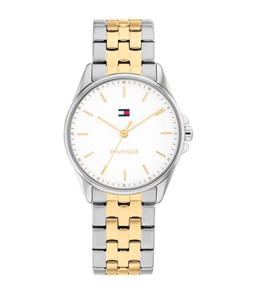 Horloge TOMMY HILFIGER JADE Dames 1782855 Analoog Behuizing MINERAAL Wit Bracelette Roestvrij staal Staal / geelgoudkleurig Etanchéiteiten 3BAR