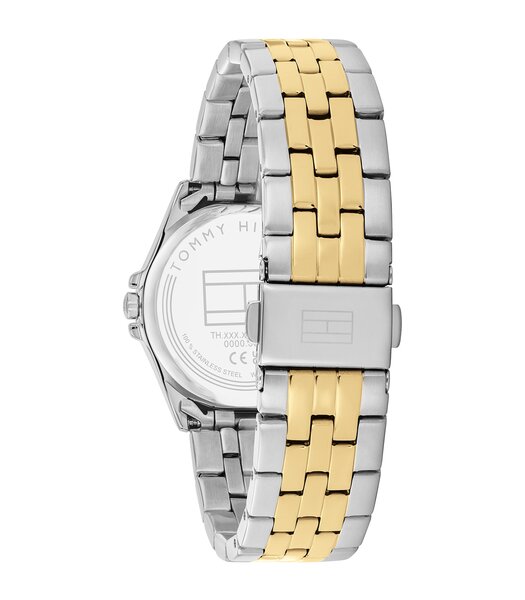 Horloge TOMMY HILFIGER JADE Dames 1782855 Analoog Behuizing MINERAAL Wit Bracelette Roestvrij staal Staal / geelgoudkleurig Etanchéiteiten 3BAR