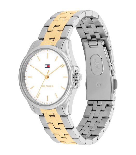 Horloge TOMMY HILFIGER JADE Dames 1782855 Analoog Behuizing MINERAAL Wit Bracelette Roestvrij staal Staal / geelgoudkleurig Etanchéiteiten 3BAR
