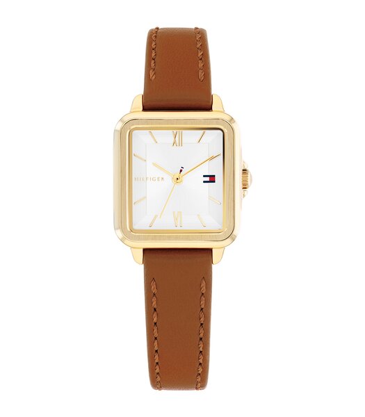 Montre TOMMY HILFIGER MIA Femme 1782859 Analogue Cadran MINERAL Argenté Bracelet Cuir Brun Etanchéité 3BAR