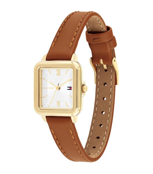 Montre TOMMY HILFIGER MIA Femme 1782859 Analogue Cadran MINERAL Argenté Bracelet Cuir Brun Etanchéité 3BAR