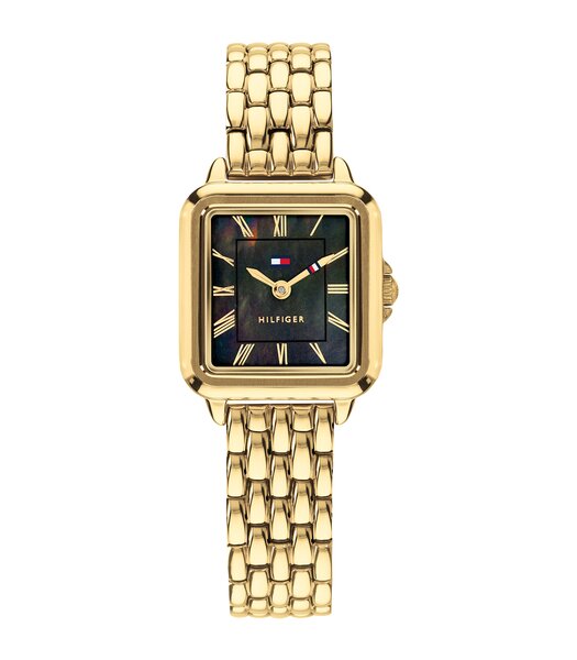 Horloge TOMMY HILFIGER MIA Dames 1782916 Analoog Behuizing Mineraal Zwart Bracelette Roestvrij staal Staal / geelgoudkleurig Etanchéiteiten 3 ATM