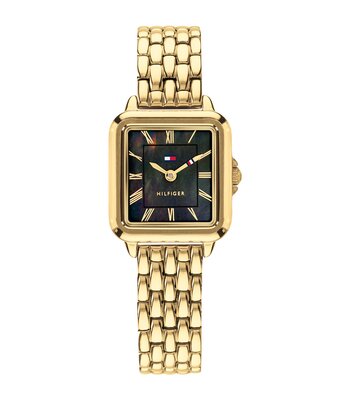 Montre TOMMY HILFIGER MIA Femme 1782916 Analogique Cadran Minéral Noir Bracelet Acier inoxydable Acier / or jaune Etanchéité 3 ATM