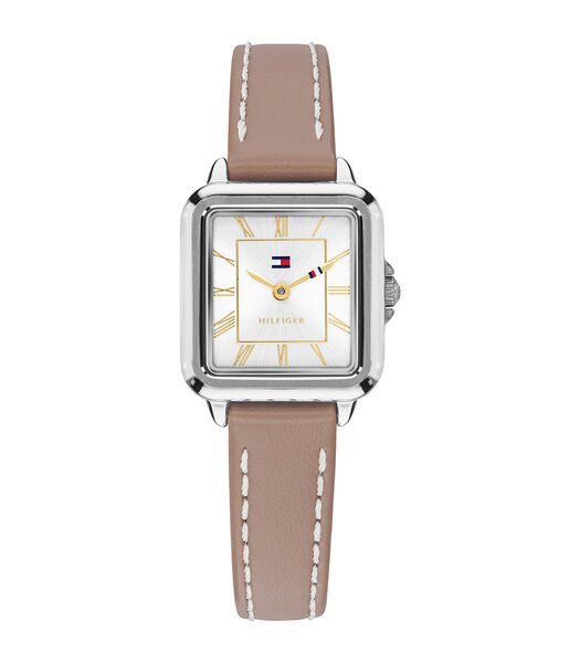 Montre TOMMY HILFIGER MIA Femme 1782917 Analogique Cadran Minéral Blanc Bracelet Cuir Gris Etanchéité 3 ATM