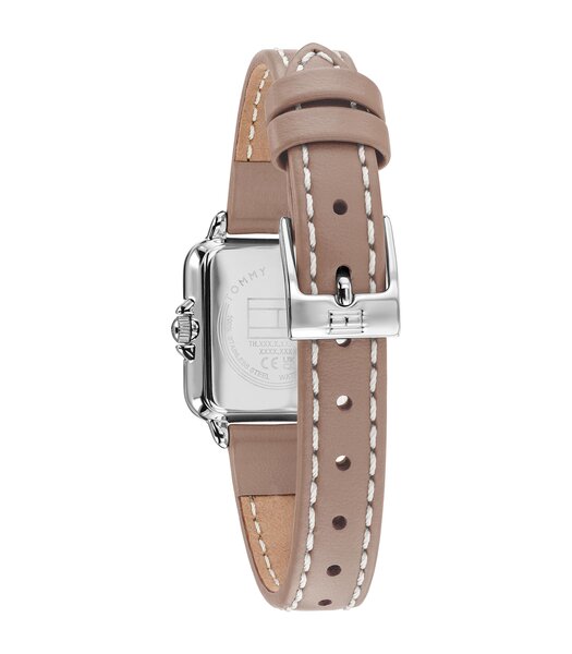 Montre TOMMY HILFIGER MIA Femme 1782917 Analogique Cadran Minéral Blanc Bracelet Cuir Gris Etanchéité 3 ATM