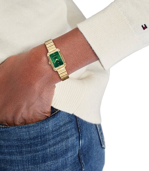 Montre TOMMY HILFIGER DAISY Femme 1782934 Analogique Cadran Minéral Vert Bracelet Acier inoxydable Acier / or jaune Etanchéité 3 ATM