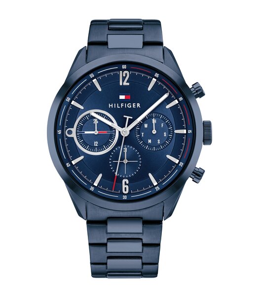 Horloge TOMMY HILFIGER MATTHEW Heren 1791945 Analoog Behuizing MINERAAL Blauw Bracelette Staal Blauw Boucle déployante Etanchéiteiten 5BAR