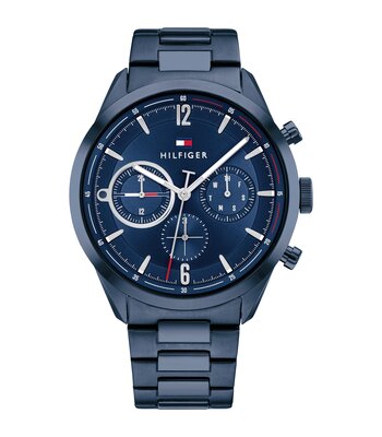 Horloge TOMMY HILFIGER MATTHEW Heren 1791945 Analoog Behuizing MINERAAL Blauw Bracelette Staal Blauw Boucle déployante Etanchéiteiten 5BAR