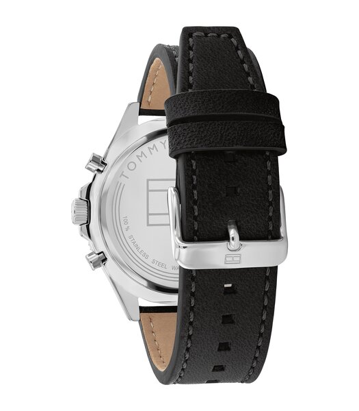 Horloge TOMMY HILFIGER LARSON Heren 1791984 Analoog Behuizing MINERAAL Zwart Armband Leer Zwart Gespíndel Waterdichtheid 5BAR