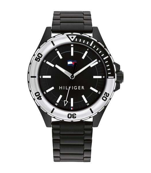 Horloge TOMMY HILFIGER LOGAN Heren 1792014 Analoog Behuizing MINERAAL Zwart Bracelette Staal Zwart Boucle déployante Etanchéiteiten 5BAR