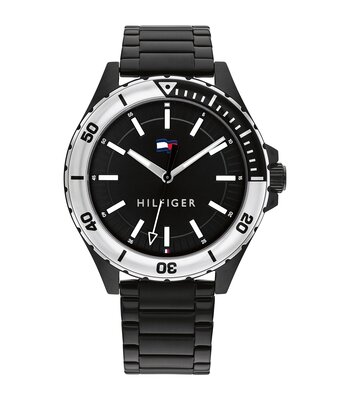 Horloge TOMMY HILFIGER LOGAN Heren 1792014 Analoog Behuizing MINERAAL Zwart Bracelette Staal Zwart Boucle déployante Etanchéiteiten 5BAR