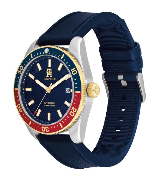 Horloge TOMMY HILFIGER TH85 AUTOMATIC Heren 1792141 Analoog Behuizing MINERAAL Blauw Bracelette Leer Blauw Etanchéiteiten 10BAR