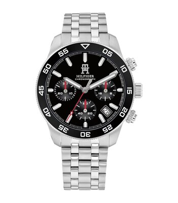 Horloge TOMMY HILFIGER TH85 CHRONO (41MM) Heren 1792156 Analoog Behuizing MINERAAL Zwart Bracelette Roestvrij staal Staal Etanchéiteiten 5BAR