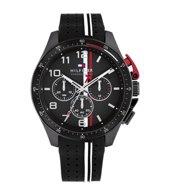 Horloge TOMMY HILFIGER BANK Heren 1792168 Analoog Behuizing MINERAAL Zwart Bracelette Silicone Zwart Etanchéiteiten 5BAR
