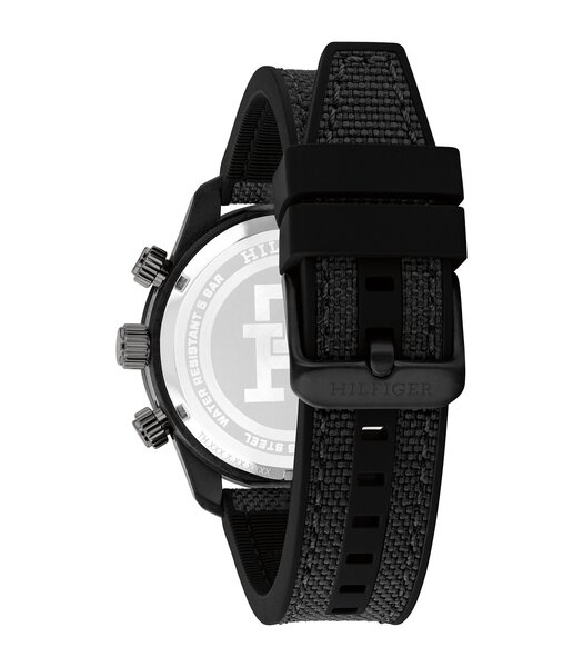 Horloge TOMMY HILFIGER TH85 CARBON Heren 1792182 Analoog Behuizing MINERAAL Zwart Bracelette Silicone Zwart Etanchéiteiten 5BAR